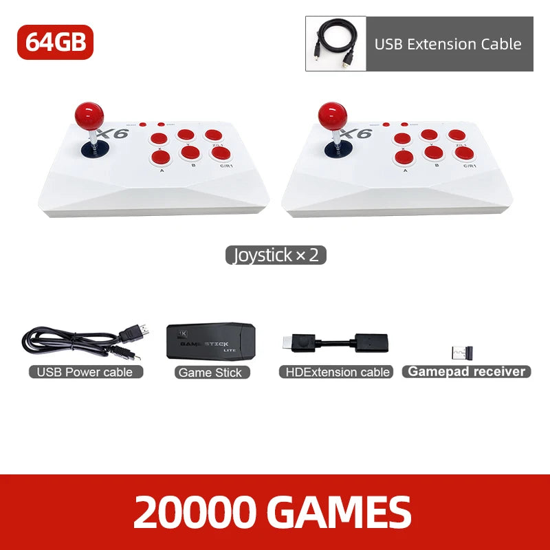 Arcade Video Game Console 4K TV Game Stick For PS1/MAME/SEGA Console with HD Extension cable Dual Arcade Joysitck