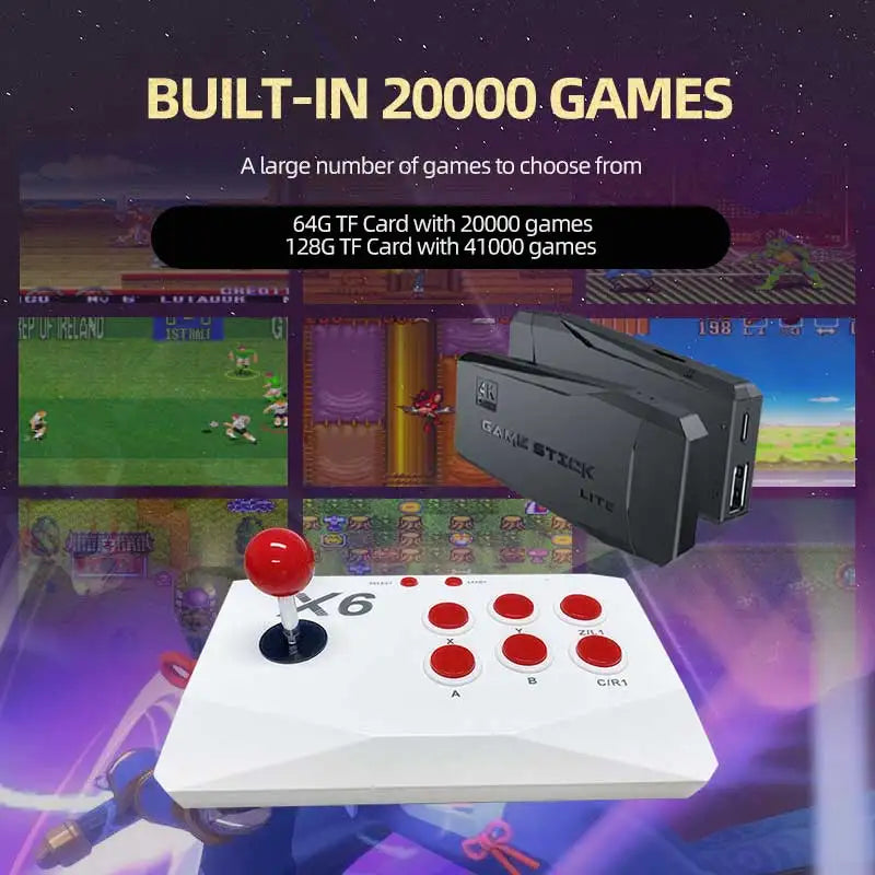 Arcade Video Game Console 4K TV Game Stick For PS1/MAME/SEGA Console with HD Extension cable Dual Arcade Joysitck